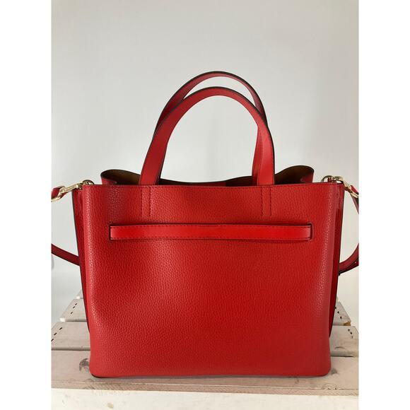 MICHAEL KORS LARGE RED PEBBLED LEATHER CROSSBODY BAG - Picture 4 of 15